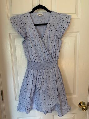 Seed Heritage Light Blue Polka Dot Ruffle Mini Dress